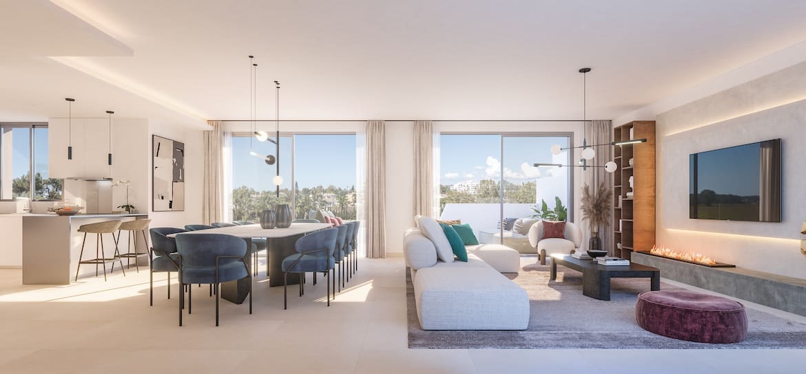 BREEZE-Guadalmina-Marbella-NVOGA-Developments-Living-Room-Kitchen view Breeze Marbella