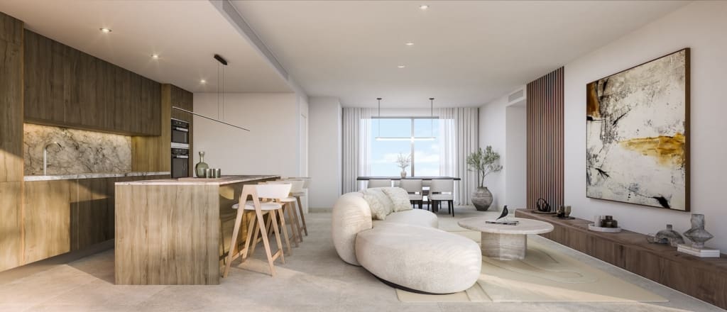 Core Higueron BA4_SalonCocina_HD0000 | MDR Luxury Homes Core Higueron, Core Higuerón Fuengirola, Neutral duurzaam luxe onroerend goed