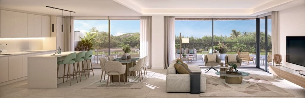 Naya Residences - Luxe en Duurzaam Wonen in Estepona - MDR Luxury Homes cocina-comedor-salon-pan | MDR Luxury Homes Naya Residences - Luxe en Duurzaam Wonen in Estepona - MDR Luxury Homes