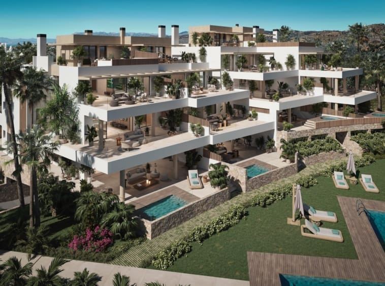 Luxury apartments and penthouses at ARUNA, Cabopino, on Cabopino Golf with sea views and premium amenities. Presented by MDR Luxury Homes