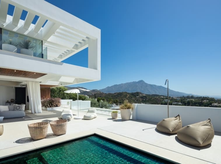 Villa Mika a contemporary luxury villa in La Quinta offered by MDR Luxury Homes featuring panoramic views modern design a heated pool and spacious terraces