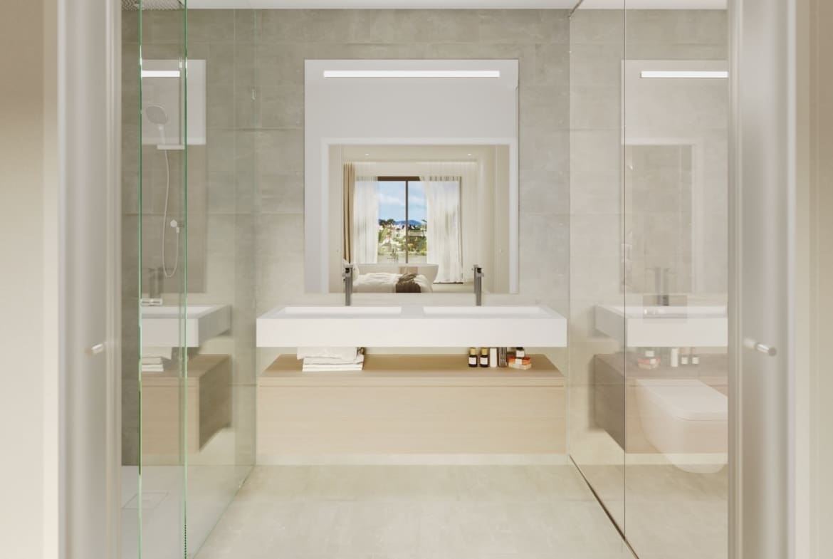 Korall Residences door MDR Luxury Homes in Fuengirola met luxe design en zeezicht Baño Ppal Korall Residences by MDR Luxury Homes in Fuengirola with luxury design and sea views.