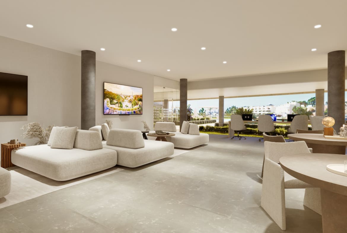 Korall Residences door MDR Luxury Homes in Fuengirola met luxe design en zeezicht Coworking Korall Residences by MDR Luxury Homes in Fuengirola with luxury design and sea views.