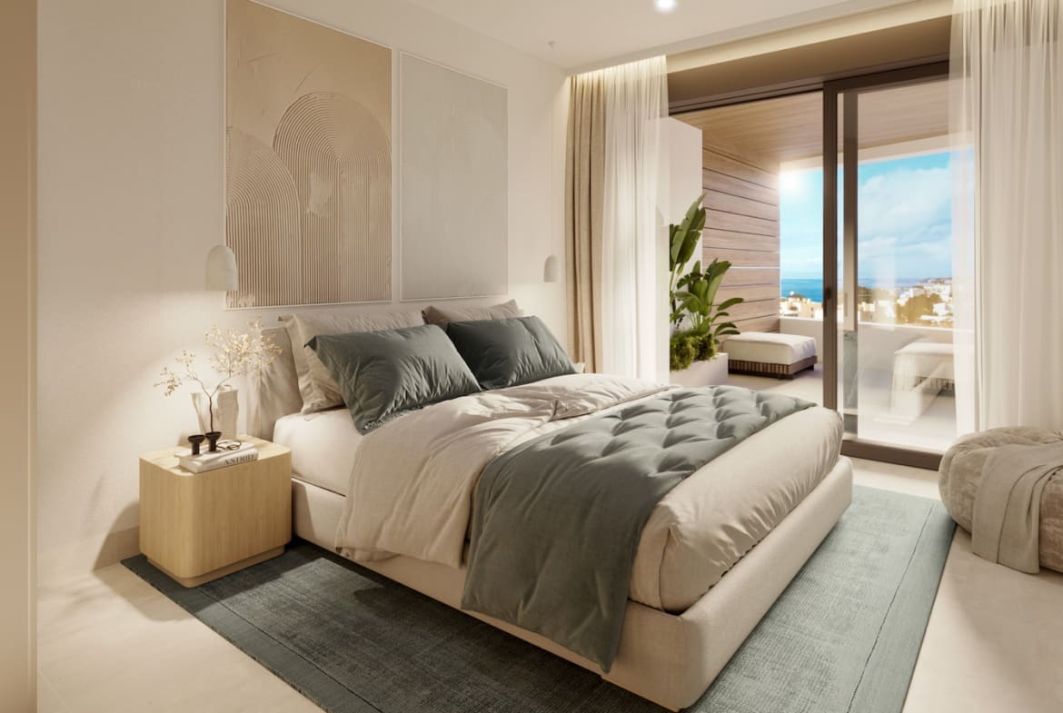 Korall Residences door MDR Luxury Homes in Fuengirola met luxe design en zeezicht Dormitorio 2 Korall Residences by MDR Luxury Homes in Fuengirola with luxury design and sea views.