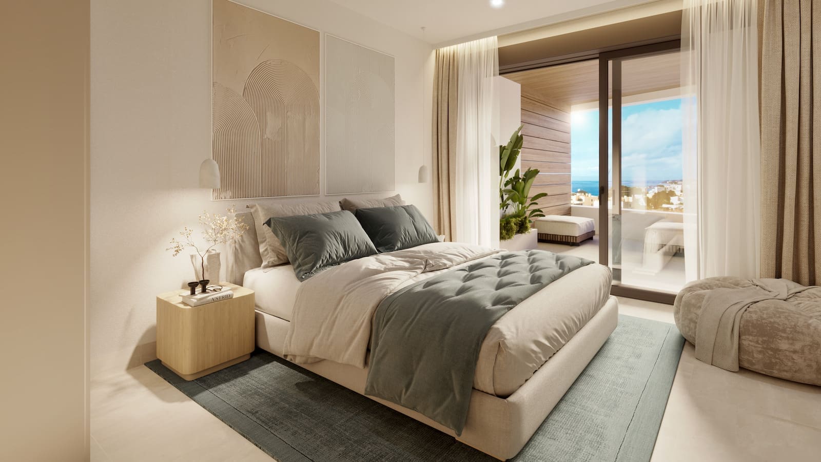 Korall Residences door MDR Luxury Homes in Fuengirola met luxe design en zeezicht Dormitorio 2 Korall Residences by MDR Luxury Homes in Fuengirola with luxury design and sea views.