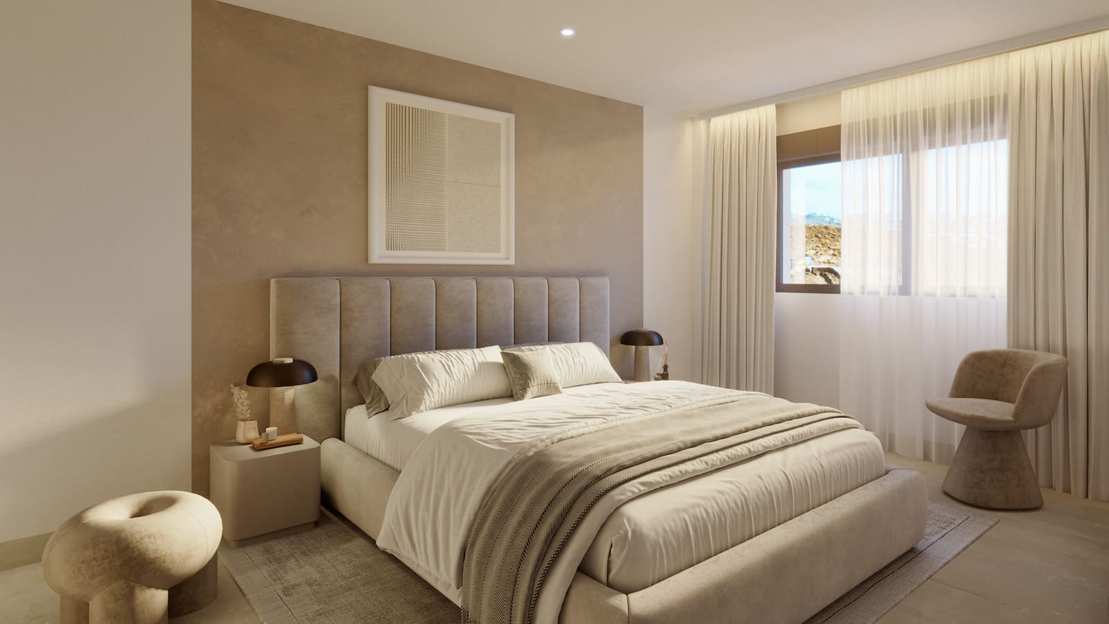 Korall Residences door MDR Luxury Homes in Fuengirola met luxe design en zeezicht Dormitorio 3 Korall Residences by MDR Luxury Homes in Fuengirola with luxury design and sea views.