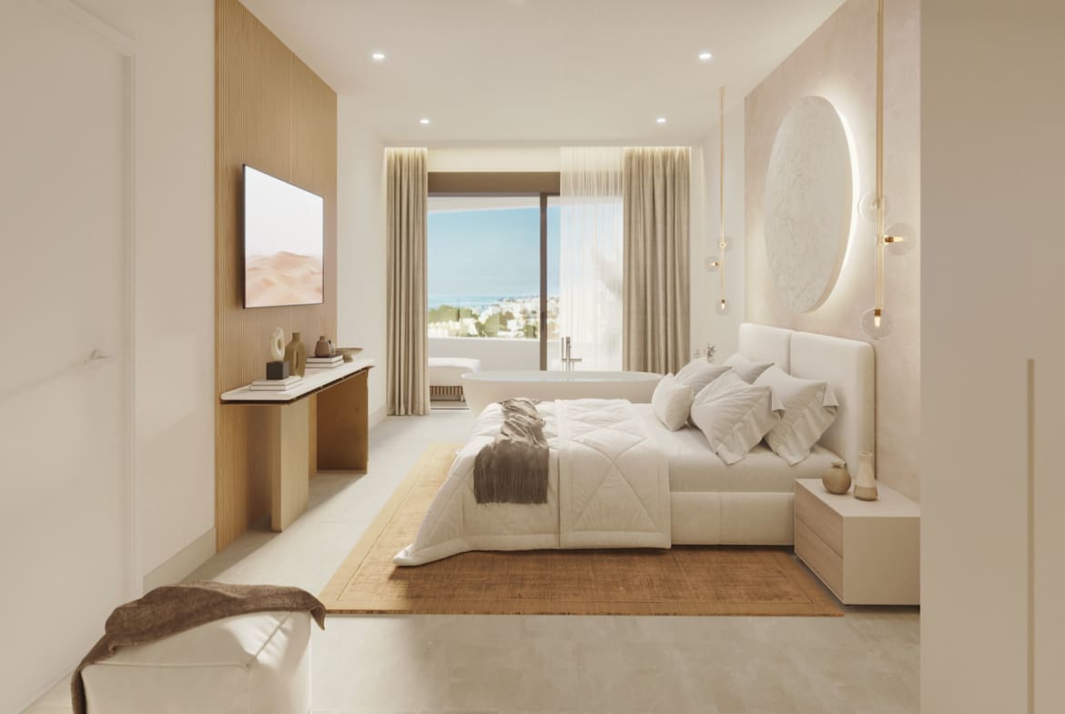 Korall Residences door MDR Luxury Homes in Fuengirola met luxe design en zeezicht Dormitorio Principal angulo 1º Korall Residences by MDR Luxury Homes in Fuengirola with luxury design and sea views.