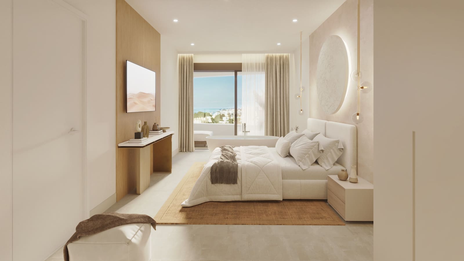 Korall Residences door MDR Luxury Homes in Fuengirola met luxe design en zeezicht Dormitorio Principal angulo 1º Korall Residences by MDR Luxury Homes in Fuengirola with luxury design and sea views.