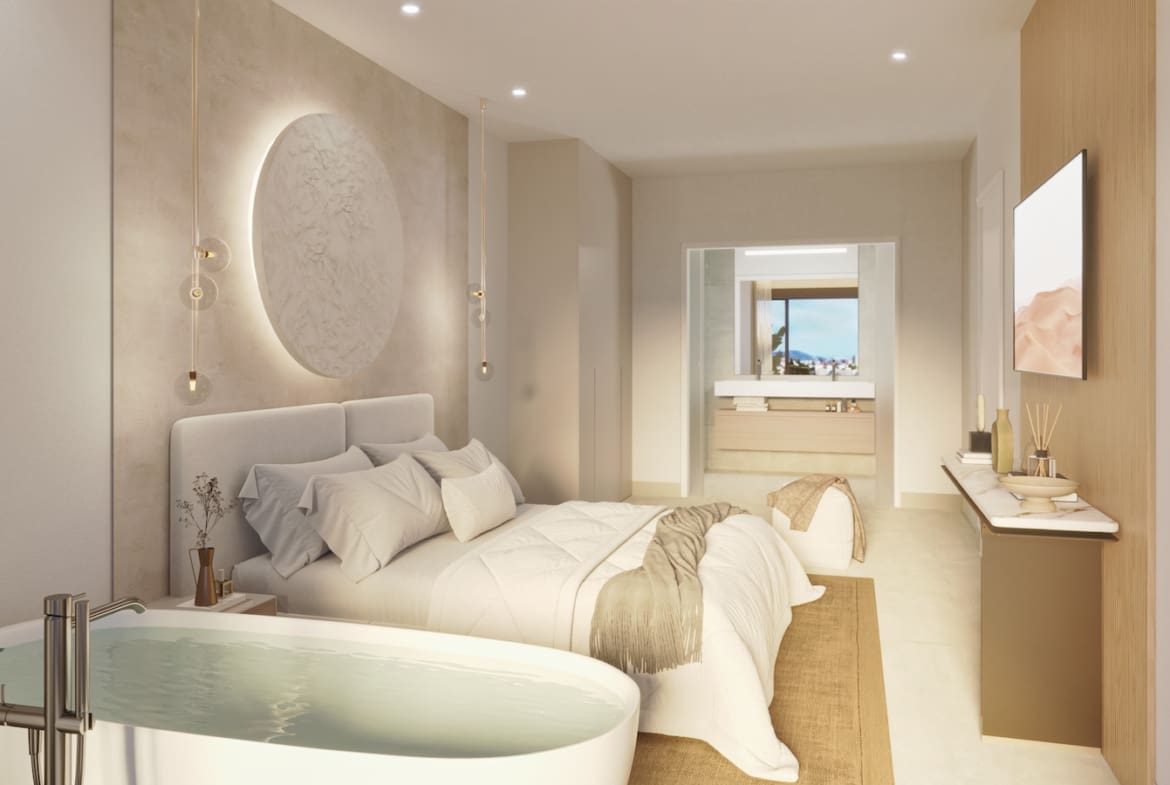 Korall Residences door MDR Luxury Homes in Fuengirola met luxe design en zeezicht Dormitorio Principal angulo 2º Korall Residences by MDR Luxury Homes in Fuengirola with luxury design and sea views.