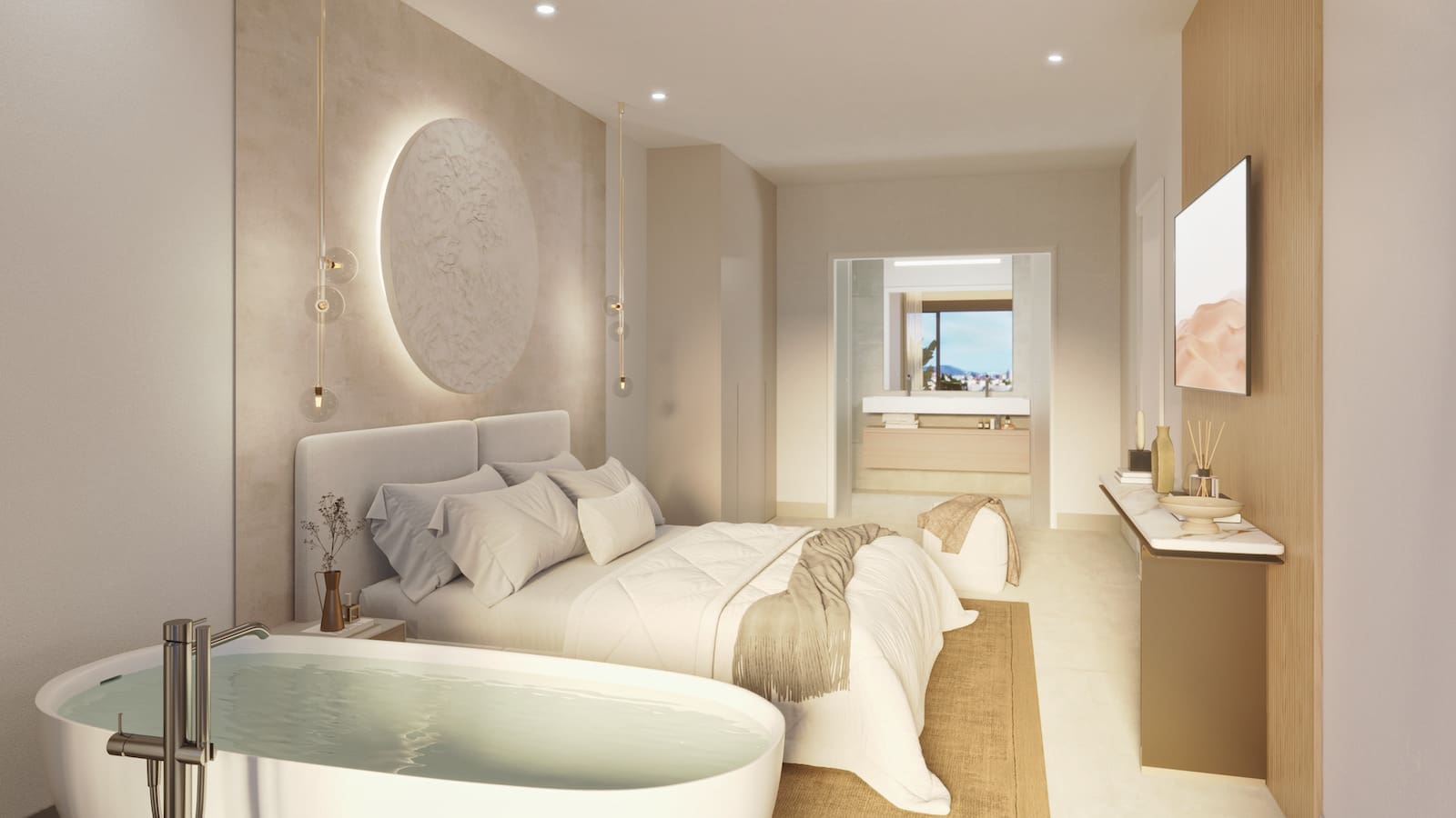 Korall Residences door MDR Luxury Homes in Fuengirola met luxe design en zeezicht Dormitorio Principal angulo 2º Korall Residences by MDR Luxury Homes in Fuengirola with luxury design and sea views.