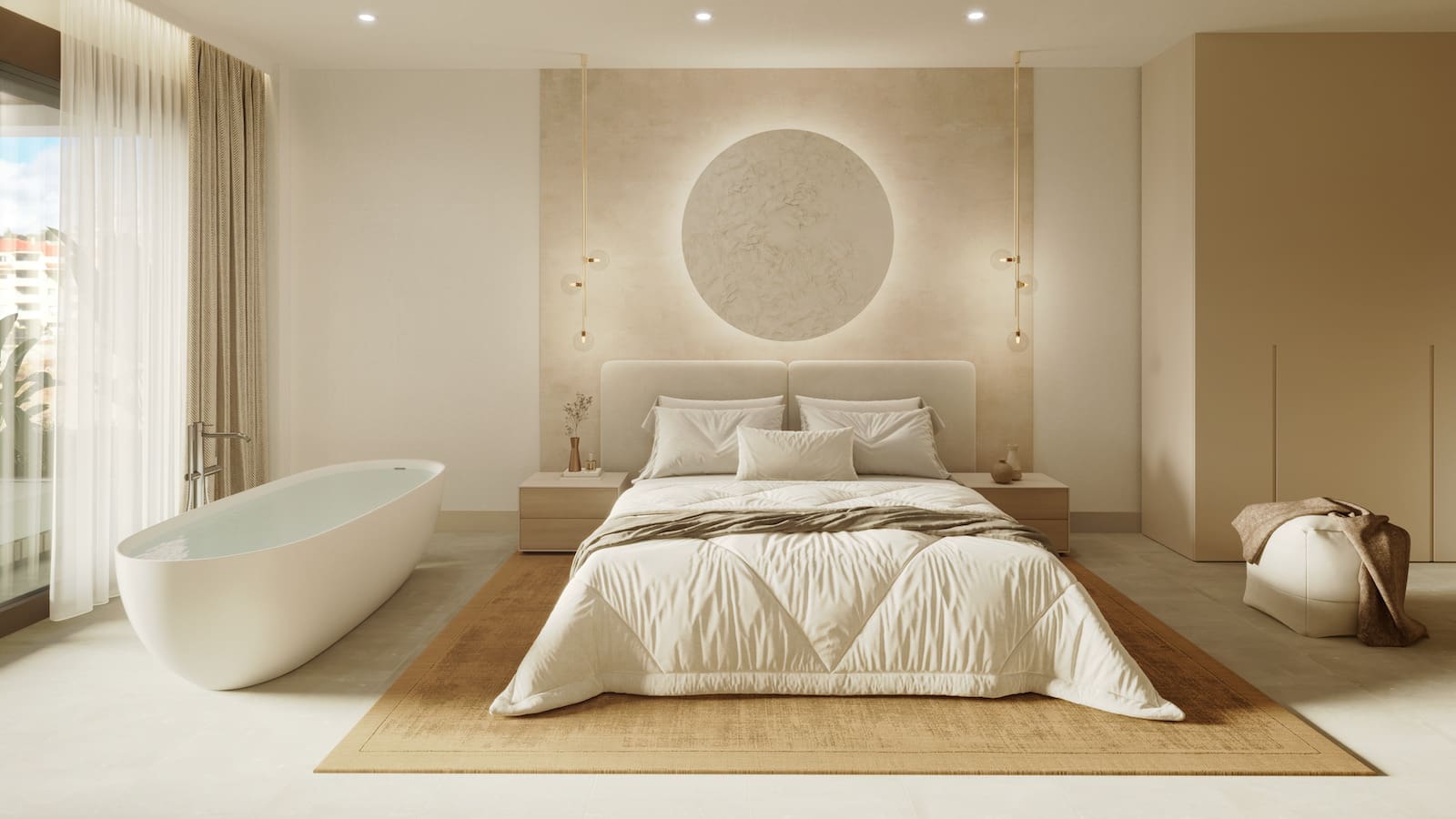 Korall Residences door MDR Luxury Homes in Fuengirola met luxe design en zeezicht Dormitorio Principal Korall Residences by MDR Luxury Homes in Fuengirola with luxury design and sea views.
