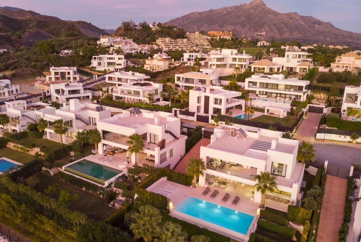 Los Olivos 5 Modern luxury villa with pool and panoramic views in Marbellas Golf Valley MDR Luxury Homes _DJI_0319-Edit Los Olivos 5 Modern luxury villa with pool and panoramic views in Marbellas Golf Valley MDR Luxury Homes