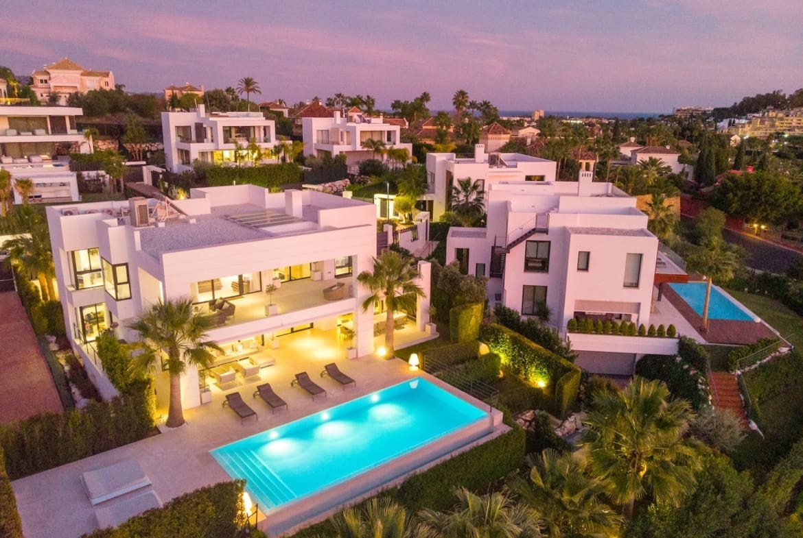 Los Olivos 5 Modern luxury villa with pool and panoramic views in Marbellas Golf Valley MDR Luxury Homes _DJI_0335-Edit Los Olivos 5 Modern luxury villa with pool and panoramic views in Marbellas Golf Valley MDR Luxury Homes