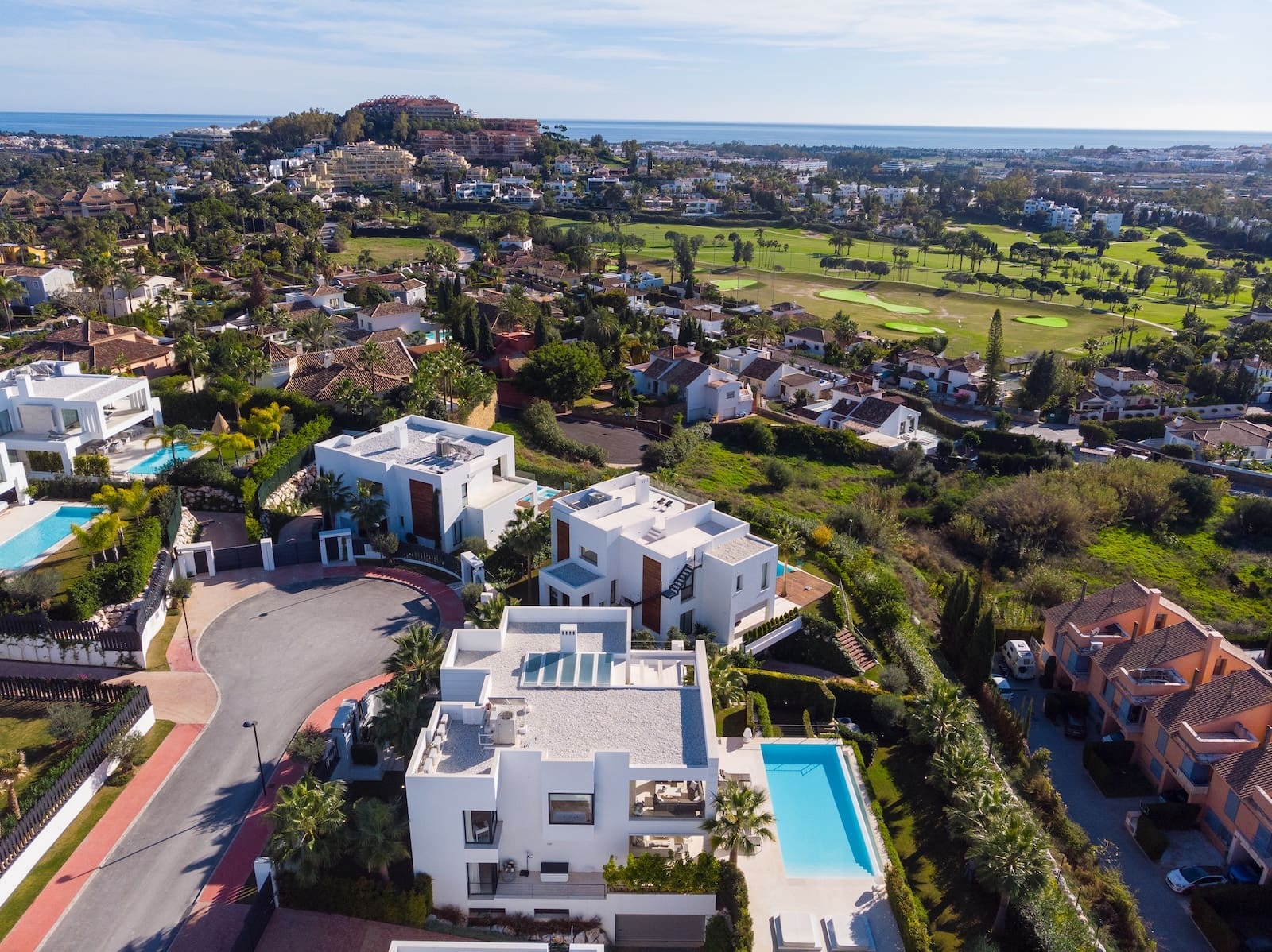 Los Olivos 5 Modern luxury villa with pool and panoramic views in Marbellas Golf Valley MDR Luxury Homes _DJI_0400-Edit Los Olivos 5 Modern luxury villa with pool and panoramic views in Marbellas Golf Valley MDR Luxury Homes