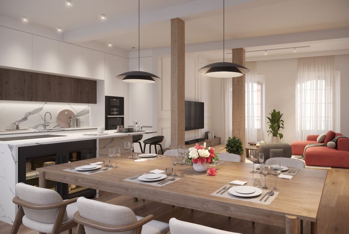 Luxury apartment in Lumina 23 historic Málaga offered by MDR Luxury Homes 04_P2_COMEDOR_HQ-scaled Luxury apartment in Lumina 23, historic Málaga, offered by MDR Luxury Homes