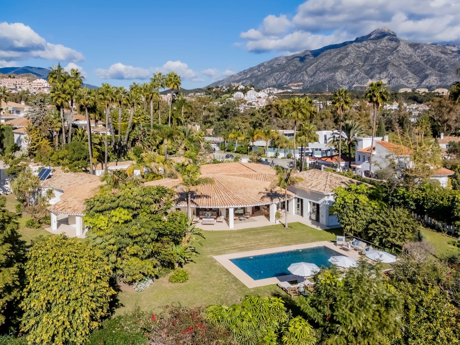 Villa Palm Springs in La Cerquilla, Marbella – luxury bungalow with botanical gardens and pool, listed by MDR Luxury Homes.
