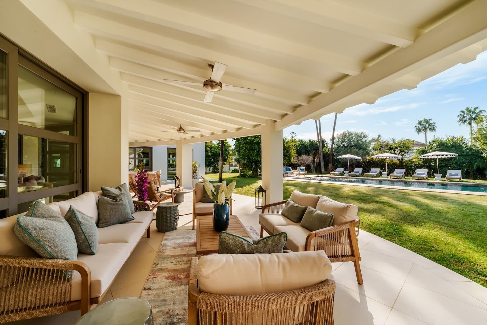 Villa Palm Springs in La Cerquilla, Marbella – luxury bungalow with botanical gardens and pool, listed by MDR Luxury Homes.