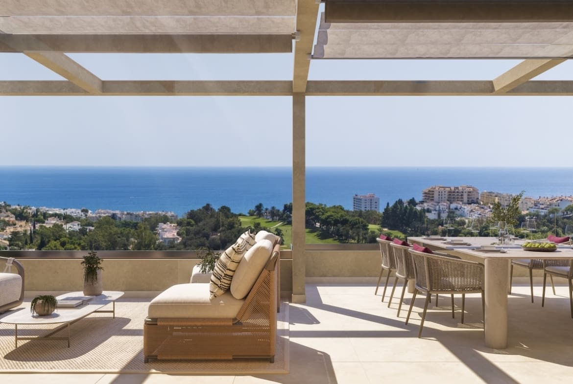 Luxurious sea view apartments and penthouses at Abelias Finca Doña María by MDR Luxury Homes – where golf, nature, and Mediterranean elegance meet