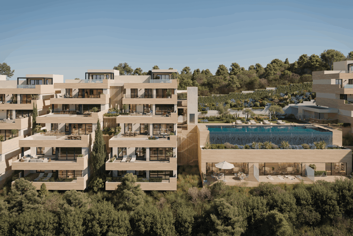 Elegant sea view terraces, infinity pool, and Mediterranean architecture at Zélio Marbella - luxury apartments by MDR Luxury Homes on the Costa del Sol
