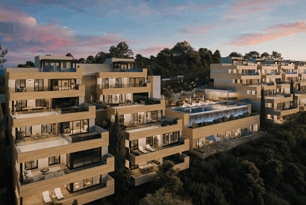 Elegant sea view terraces, infinity pool, and Mediterranean architecture at Zélio Marbella – luxury apartments by MDR Luxury Homes on the Costa del Sol