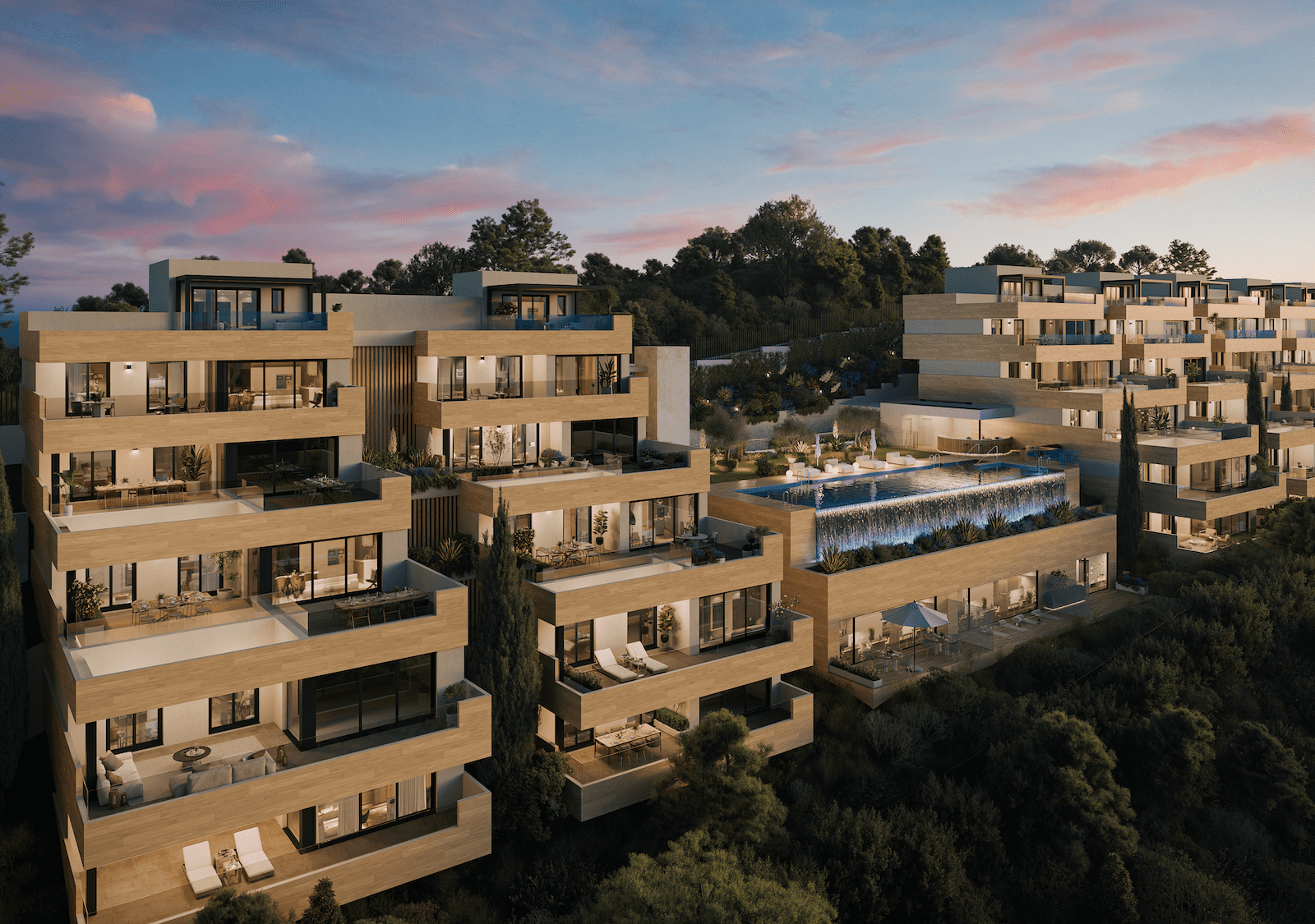 Elegant sea view terraces, infinity pool, and Mediterranean architecture at Zélio Marbella – luxury apartments by MDR Luxury Homes on the Costa del Sol