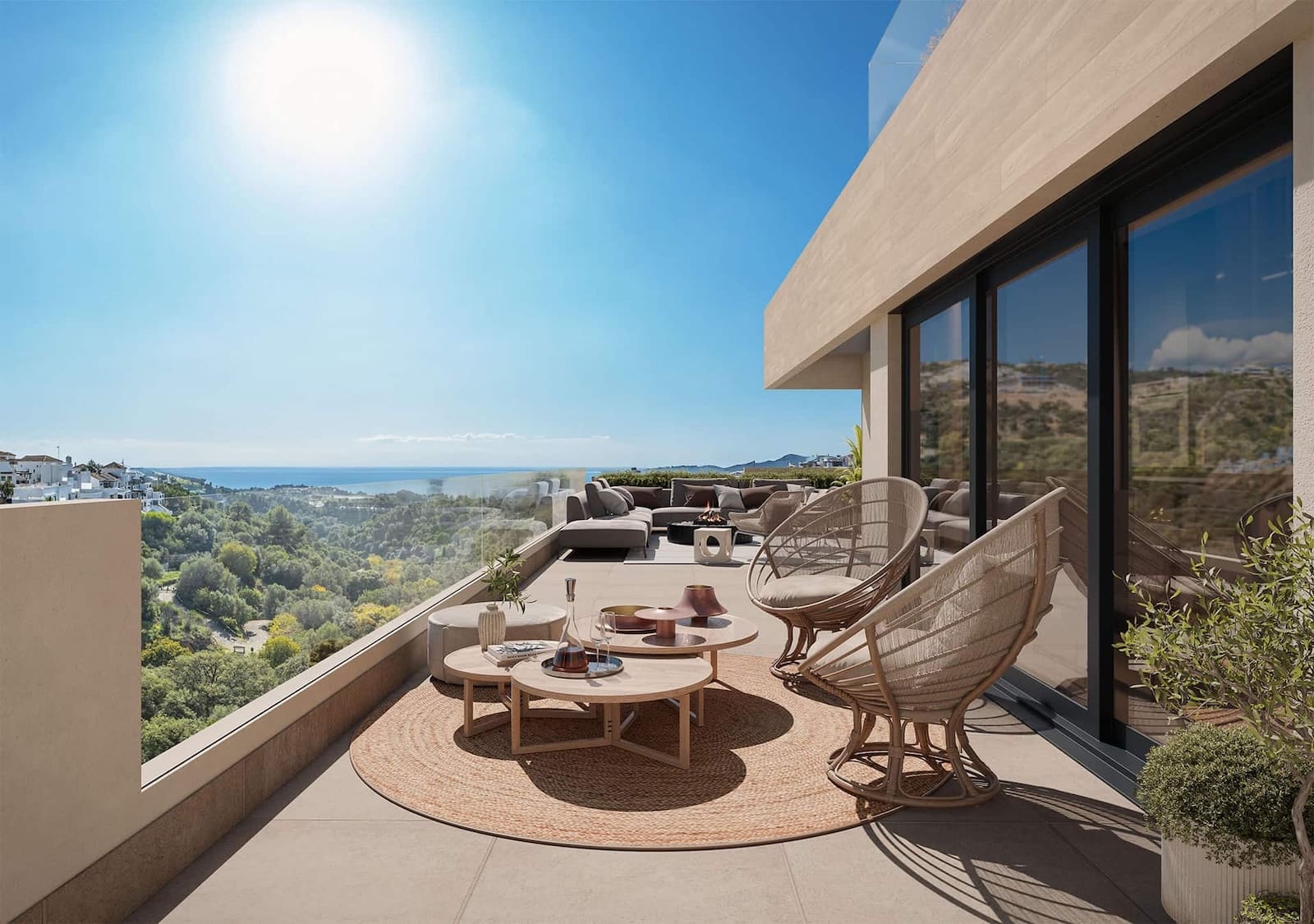Elegant sea view terraces, infinity pool, and Mediterranean architecture at Zélio Marbella – luxury apartments by MDR Luxury Homes on the Costa del Sol