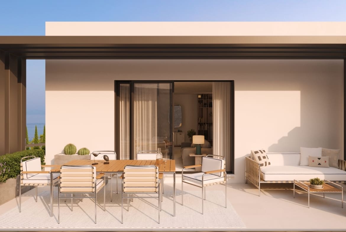 Castillo Vista Mar – sea view property for sale in Torrox Costa, MDR Luxury Homes Terraza_Atardecer_v3-2-scaled Castillo Vista Mar – modern sea view townhouses in Torrox Costa with shared infinity pool, MDR Luxury Homes