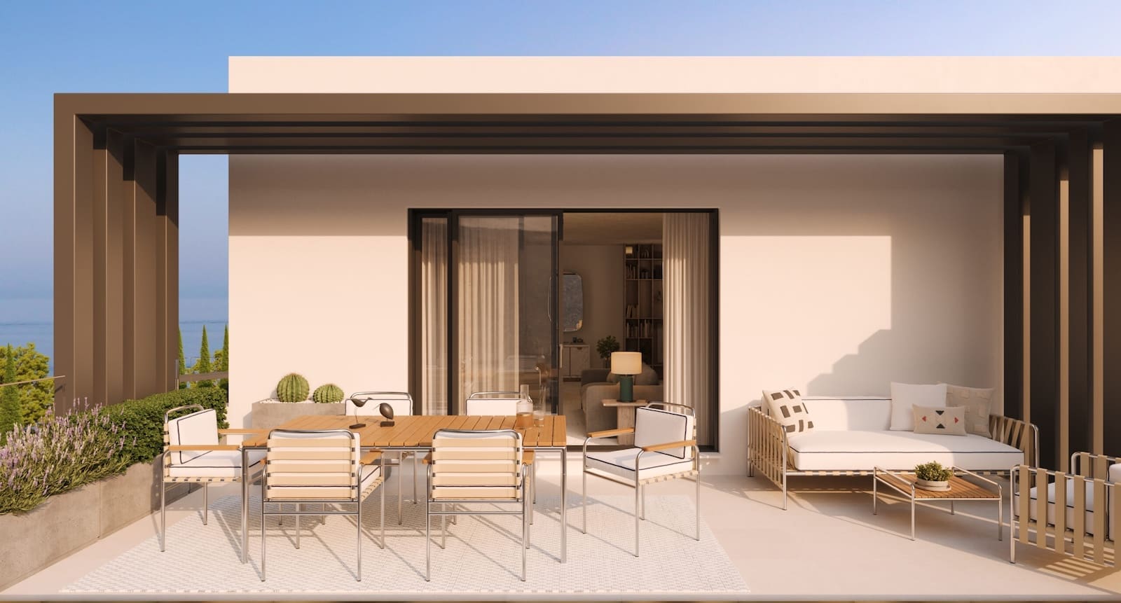 Castillo Vista Mar – sea view property for sale in Torrox Costa, MDR Luxury Homes Terraza_Atardecer_v3-2-scaled Castillo Vista Mar – modern sea view townhouses in Torrox Costa with shared infinity pool, MDR Luxury Homes