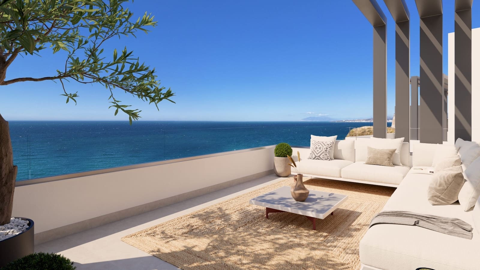 Castillo Vista Mar – sea view property for sale in Torrox Costa, MDR Luxury Homes Terraza_Dia_v3-2-scaled Castillo Vista Mar – modern sea view townhouses in Torrox Costa with shared infinity pool, MDR Luxury Homes