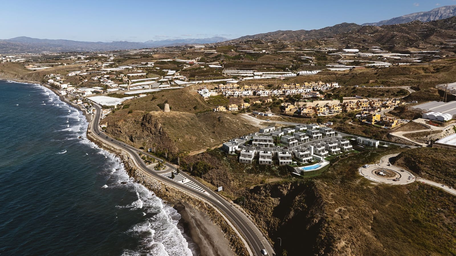 Castillo Vista Mar – sea view property for sale in Torrox Costa, MDR Luxury Homes de-los-Lagos_DJI_0076_v4-1-scaled Castillo Vista Mar – modern sea view townhouses in Torrox Costa with shared infinity pool, MDR Luxury Homes