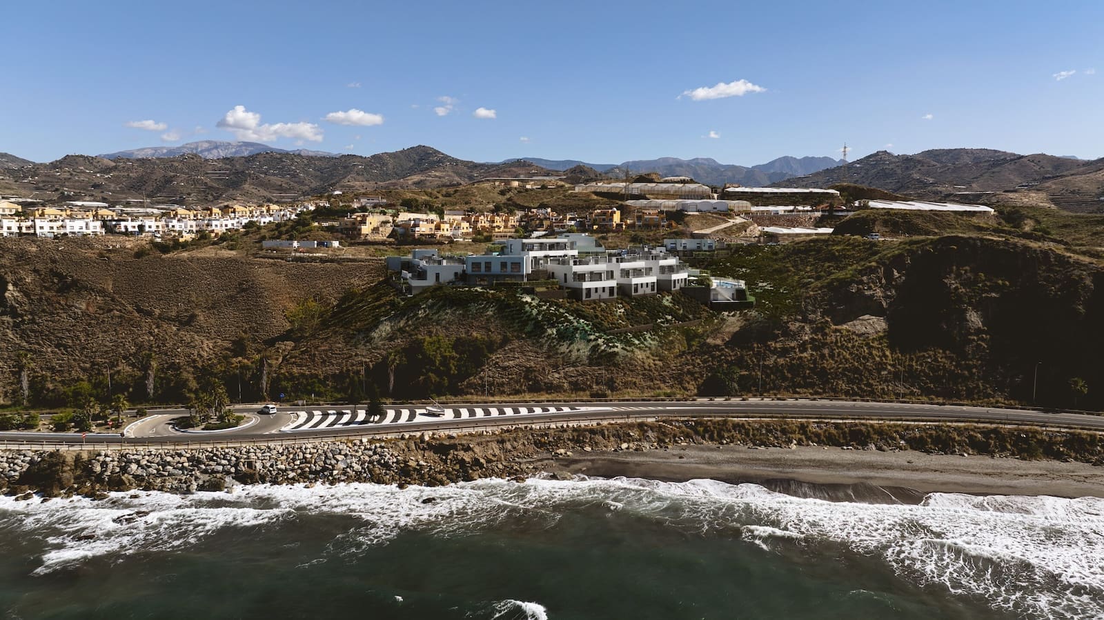 Castillo Vista Mar – sea view property for sale in Torrox Costa, MDR Luxury Homes de-los-Lagos_DJI_0109_v4-1-scaled Castillo Vista Mar – modern sea view townhouses in Torrox Costa with shared infinity pool, MDR Luxury Homes