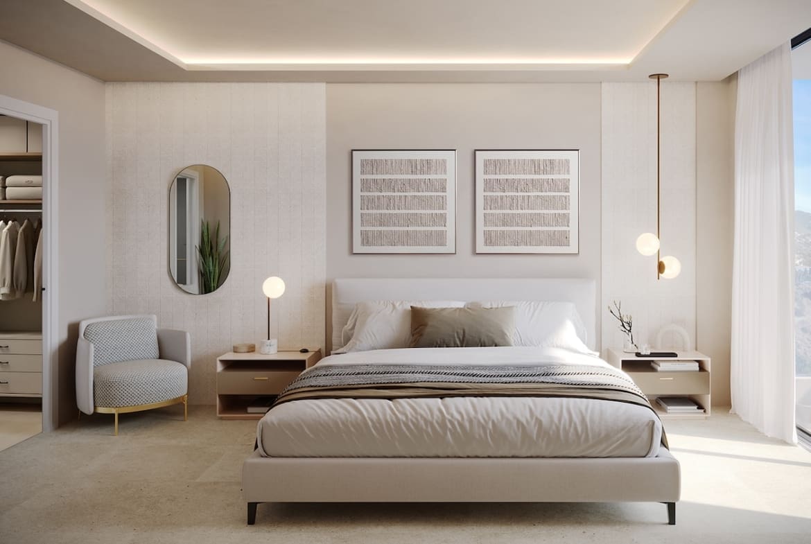 Belvedere Collection Costa del Sol luxury apartments with sea views terrace at sunset | MDR Luxury Homes webPlanta-Alta-Dormitorio-Principal Belvedere Collection Costa del Sol luxury apartments with sea views — terrace at sunset | MDR Luxury Homes