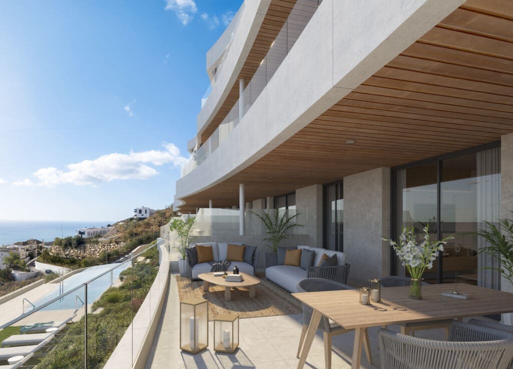 Victoria Hills luxury apartments with panoramic sea views in Rincón de la Victoria on the Costa del Sol, contemporary architecture and Mediterranean lifestyle, presented by MDR Luxury Homes.