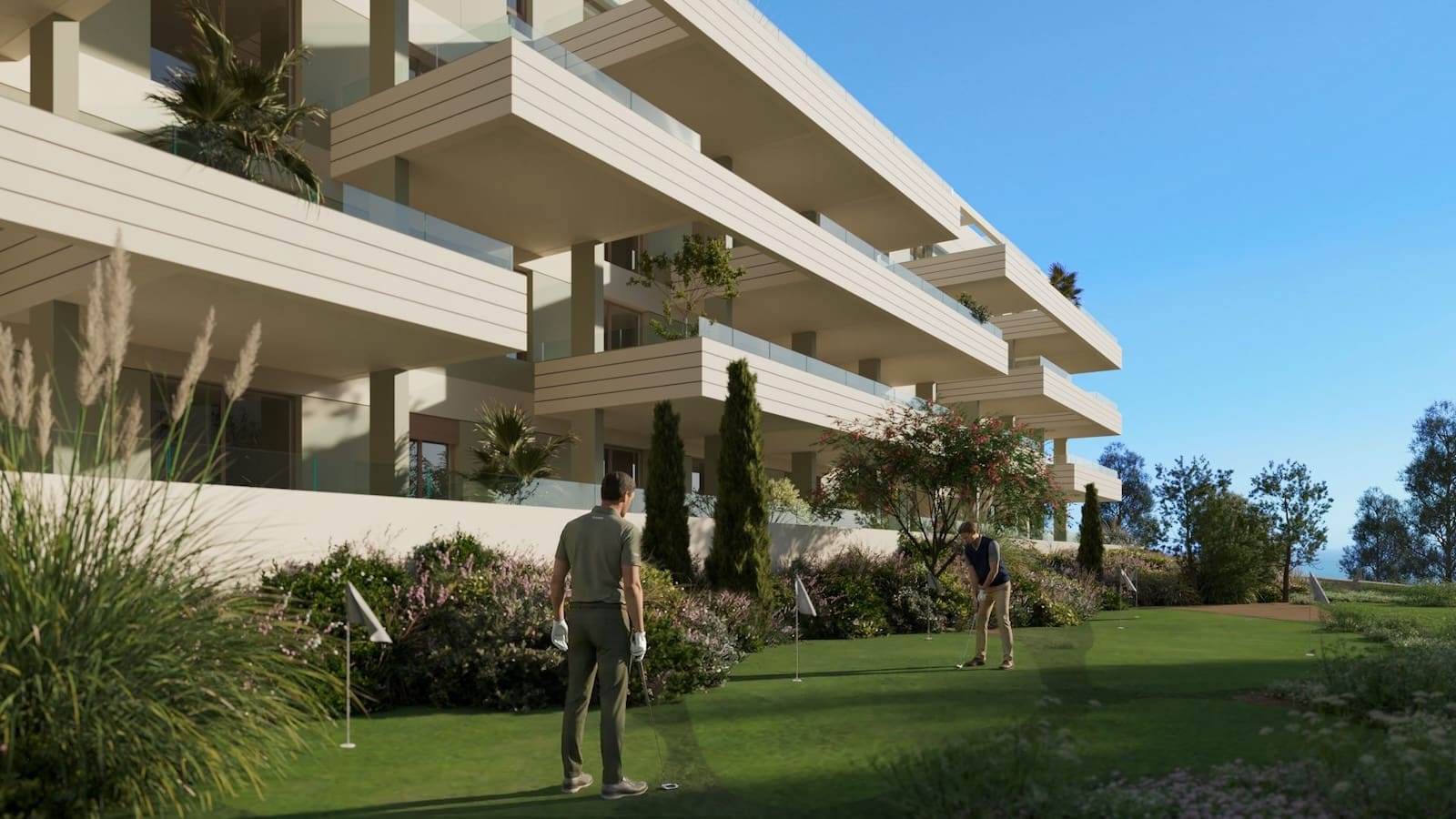 Greenity in Mijas Costa by MDR Luxury Homes, modern new build homes with large terraces and open Mediterranean views