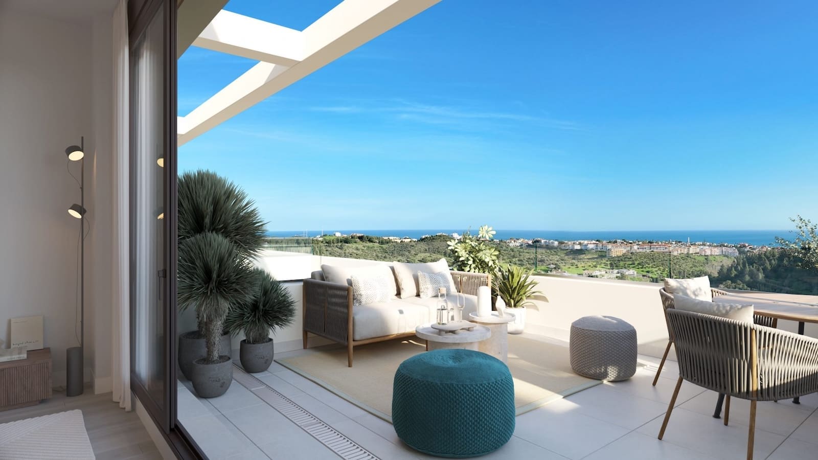 Greenity in Mijas Costa by MDR Luxury Homes, modern new build homes with large terraces and open Mediterranean views
