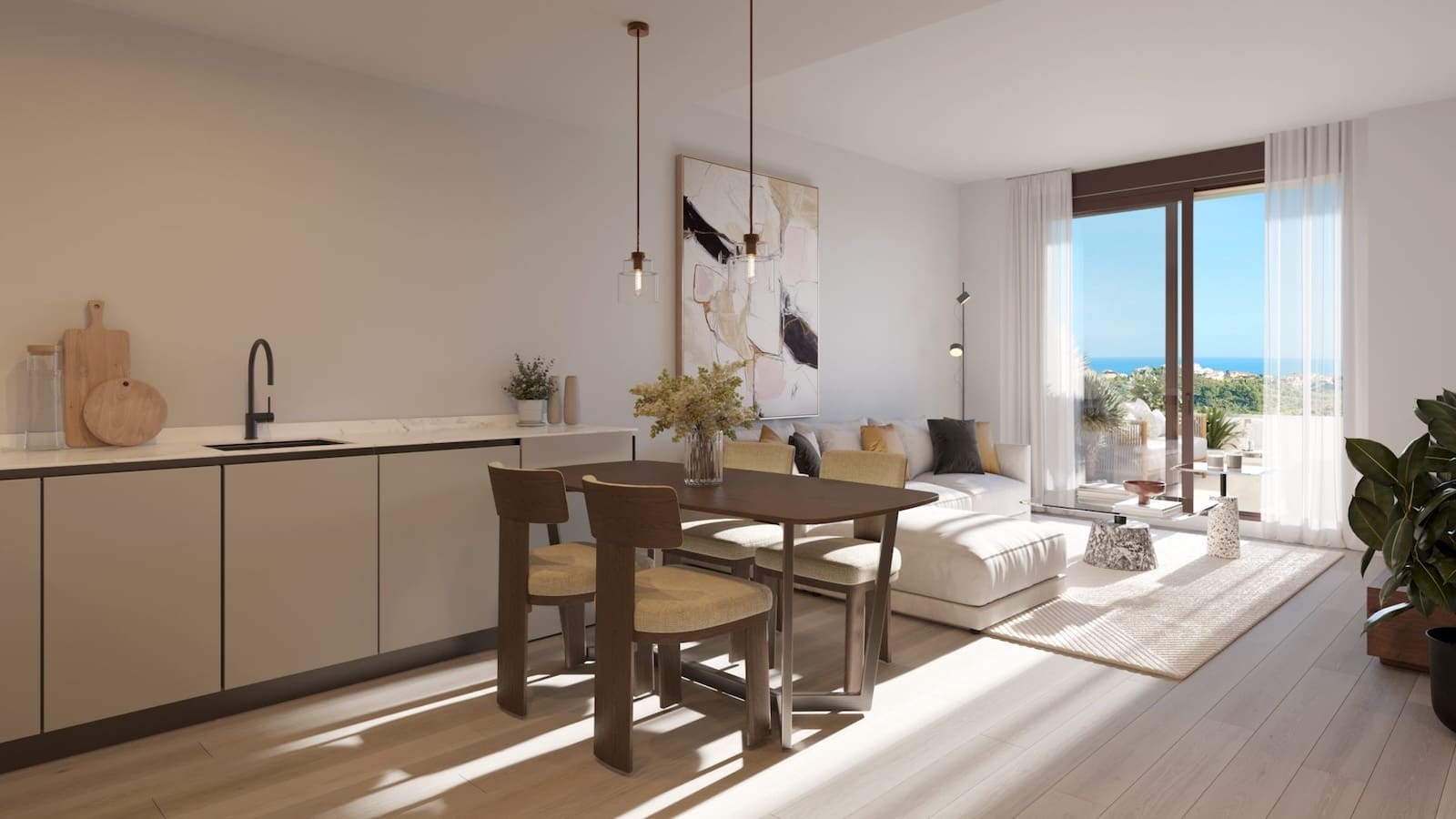Greenity in Mijas Costa by MDR Luxury Homes, modern new build homes with large terraces and open Mediterranean views