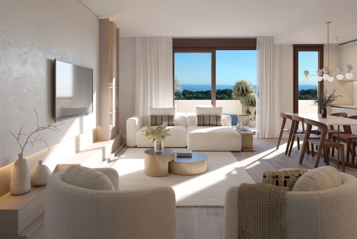 Greenity in Mijas Costa by MDR Luxury Homes, modern new build homes with large terraces and open Mediterranean views