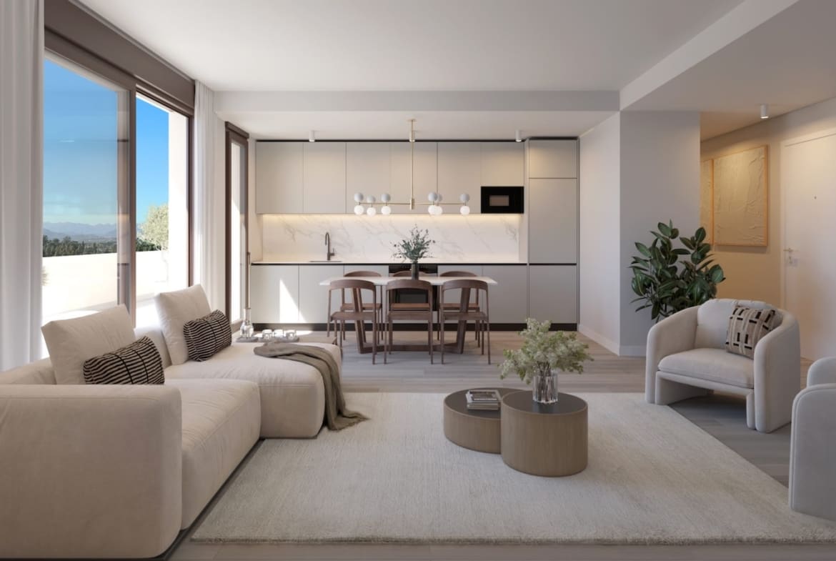 Greenity in Mijas Costa by MDR Luxury Homes, modern new build homes with large terraces and open Mediterranean views